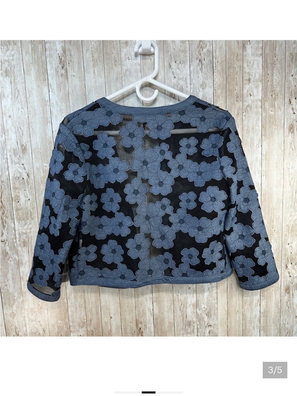 Anne Klein floral Black mesh chambray Jacket size 6 - Picture 3 of 12